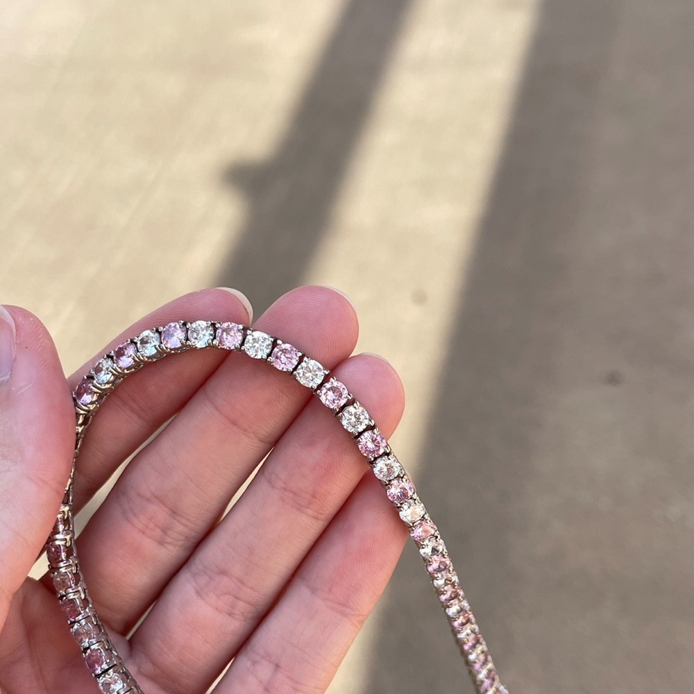 CharmBox Pink & White Tennis Necklace - Picture 3 of 6